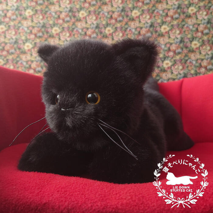 楽天市場】ニニアンドキノ 寝そべりにゃんこ 黒猫 (子猫) ぬいぐるみ