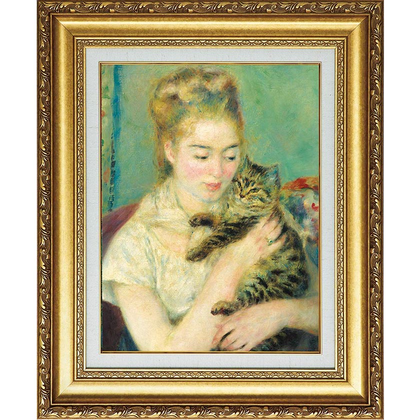 油絵 菅家令子 絵 絵画 インテリア F4-072719 可愛い子猫と女の子蟻