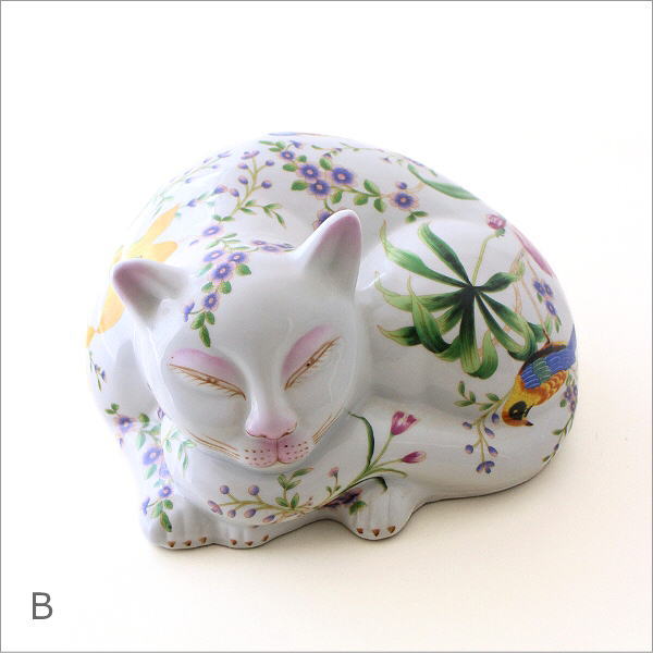猫 置物 陶器 玄関 インテリア ねこ 置き物 オブジェ 雑貨 上品
