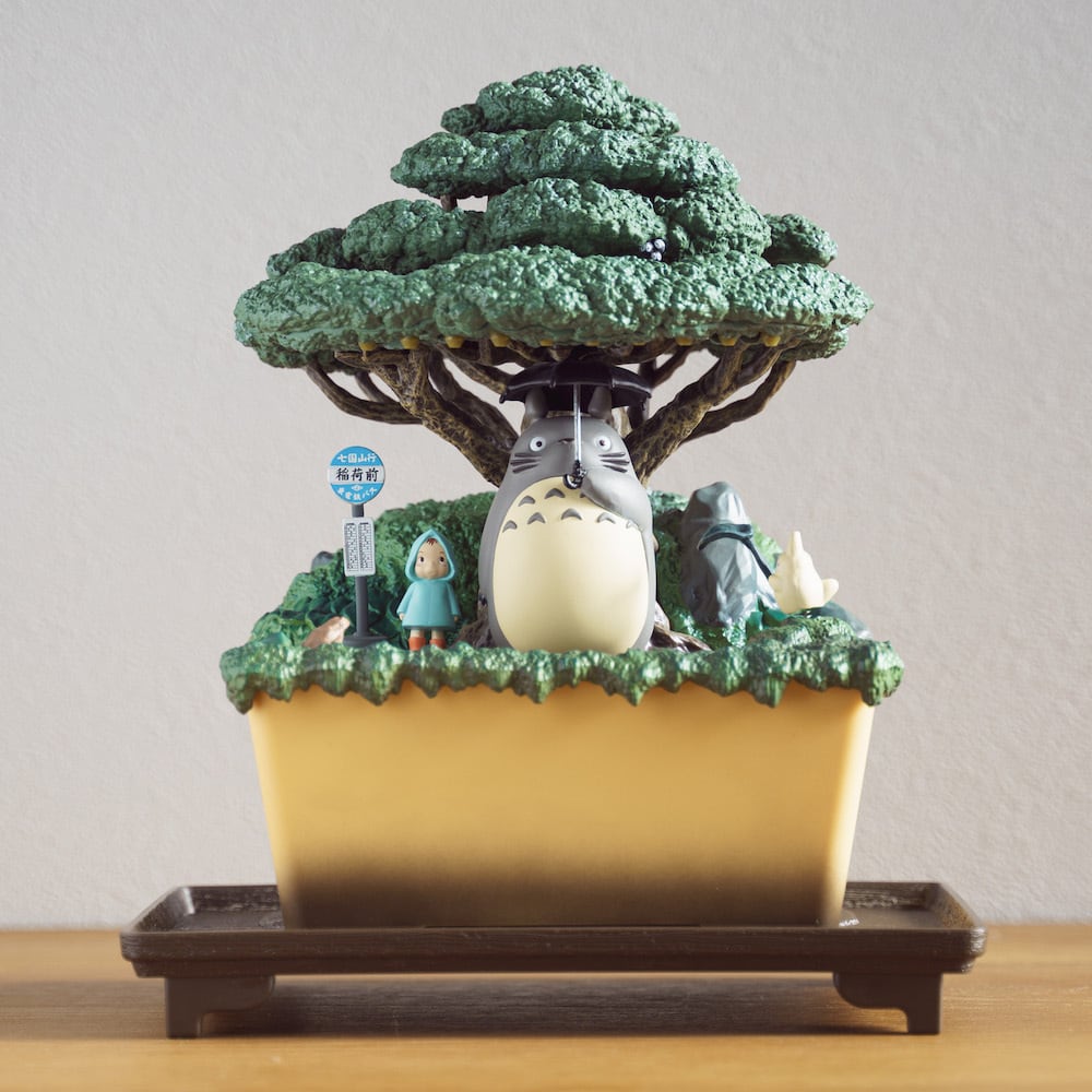 再入荷】となりのトトロ 置物 / オブジェ ウォーターガーデン BONSAI笠
