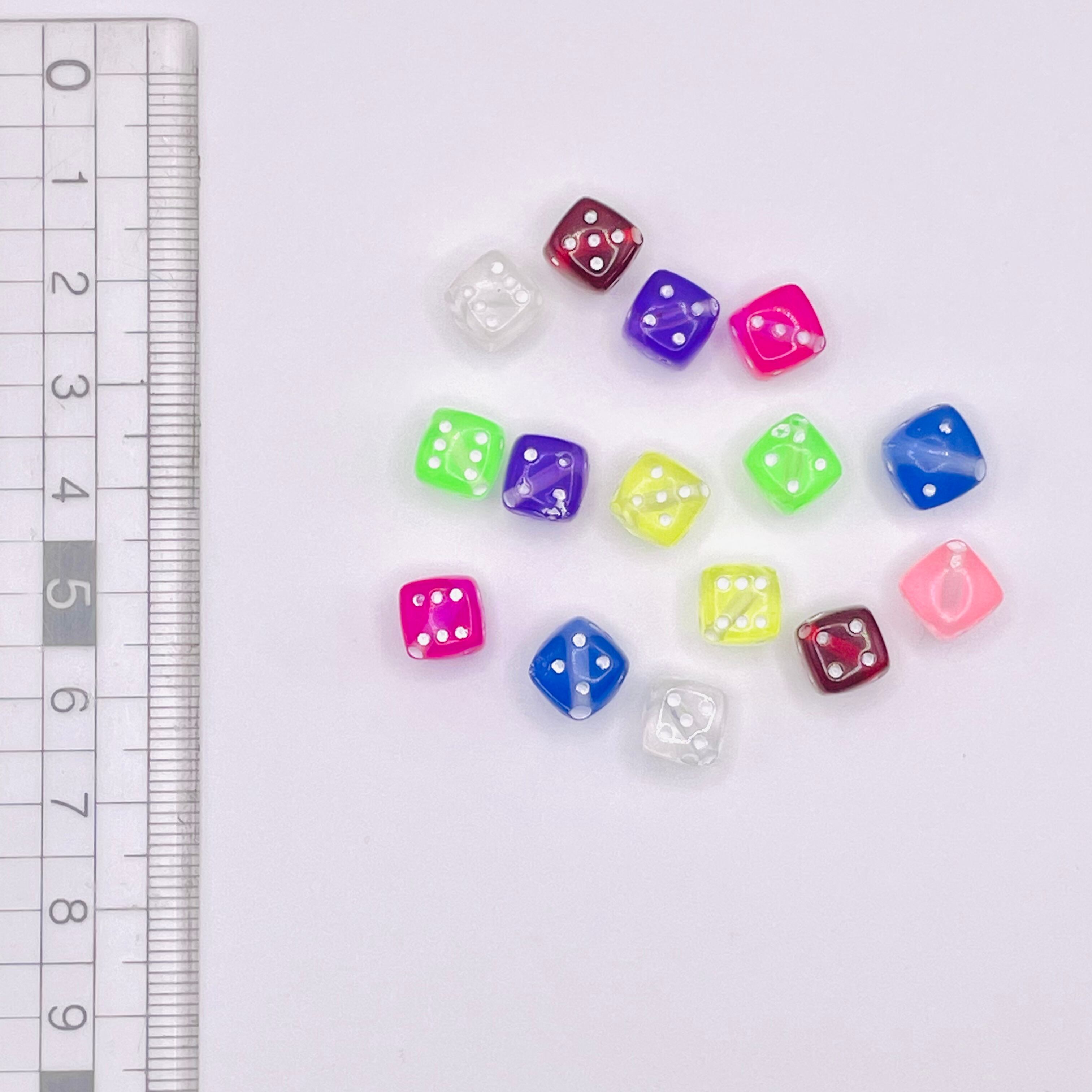 クリアカラーサイコロ アクリルビーズ 15個 | poupou parts shop