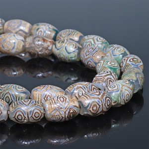 天珠】連売り 約30x10mm 二十一眼天珠 白天珠 守り 開運 風水
