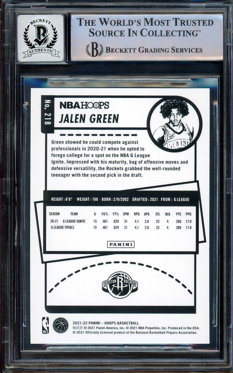 Jalen Green Autographed 2021-22 NBA Hoops Purple Rookie Card #218