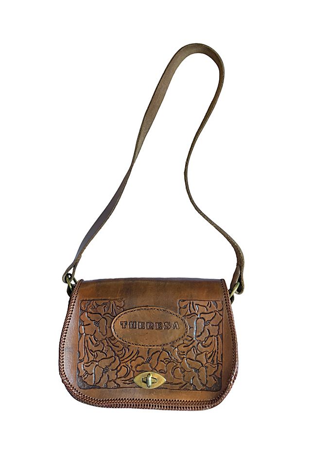 Vintage 1970s Leather Tooled Shoulder Bag Selected by
