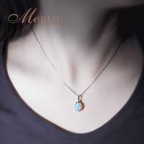 天然 大粒 一粒 オパール 1.45ct ＆ ダイヤ ネックレス pt900 K18