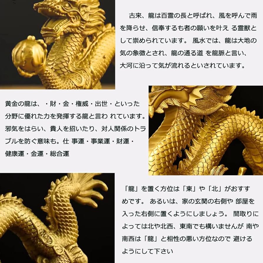 Amazon.co.jp: 龍の置物 風水 五本爪 龍神 昇運金龍 商売繁盛 金運