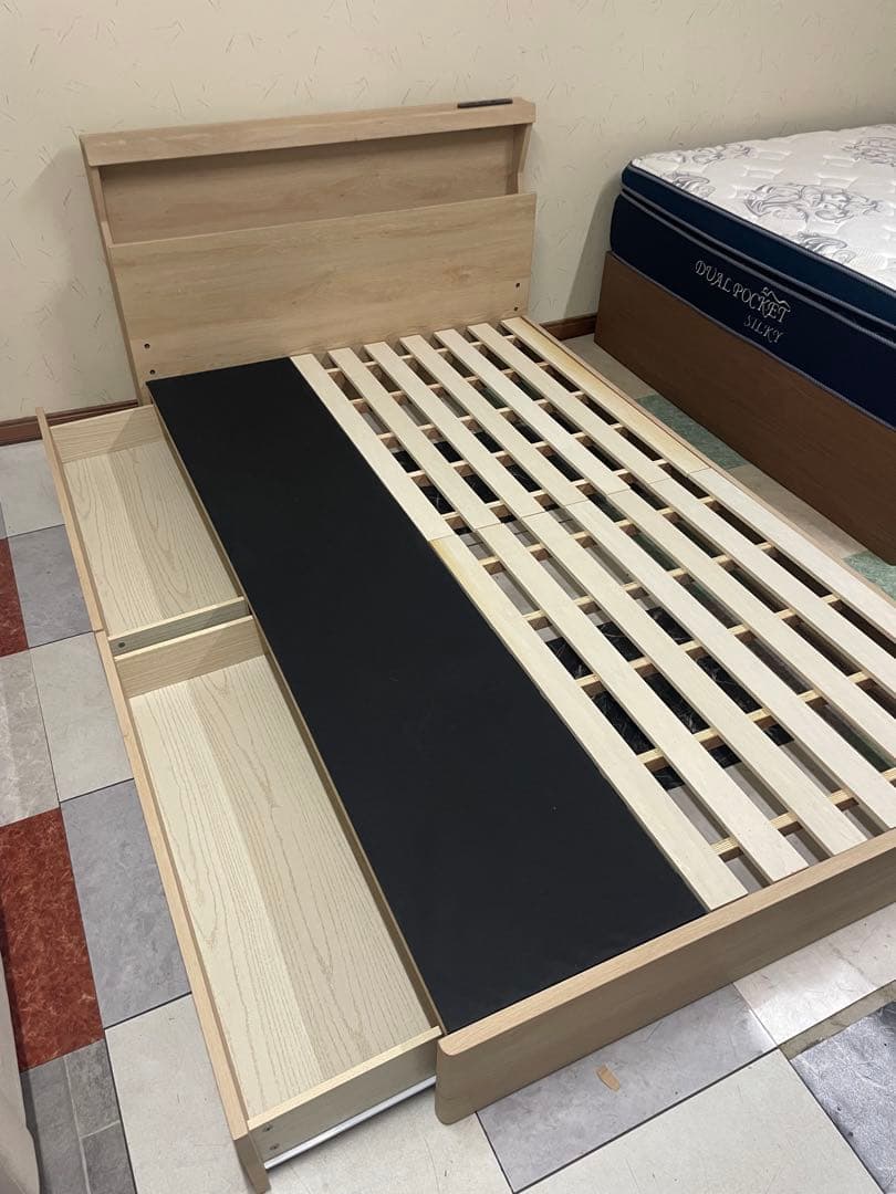 木製セミダブルベッドフレーム 引き出し付き ベッド セミダブル チェストベッド 大容量 収納付き ベッドフレーム