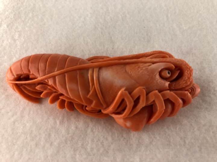 桃珊瑚彫刻-海老 297KN 桃珊瑚の彫刻品を買取！ 東京都のお客様 - 買取のラフテル