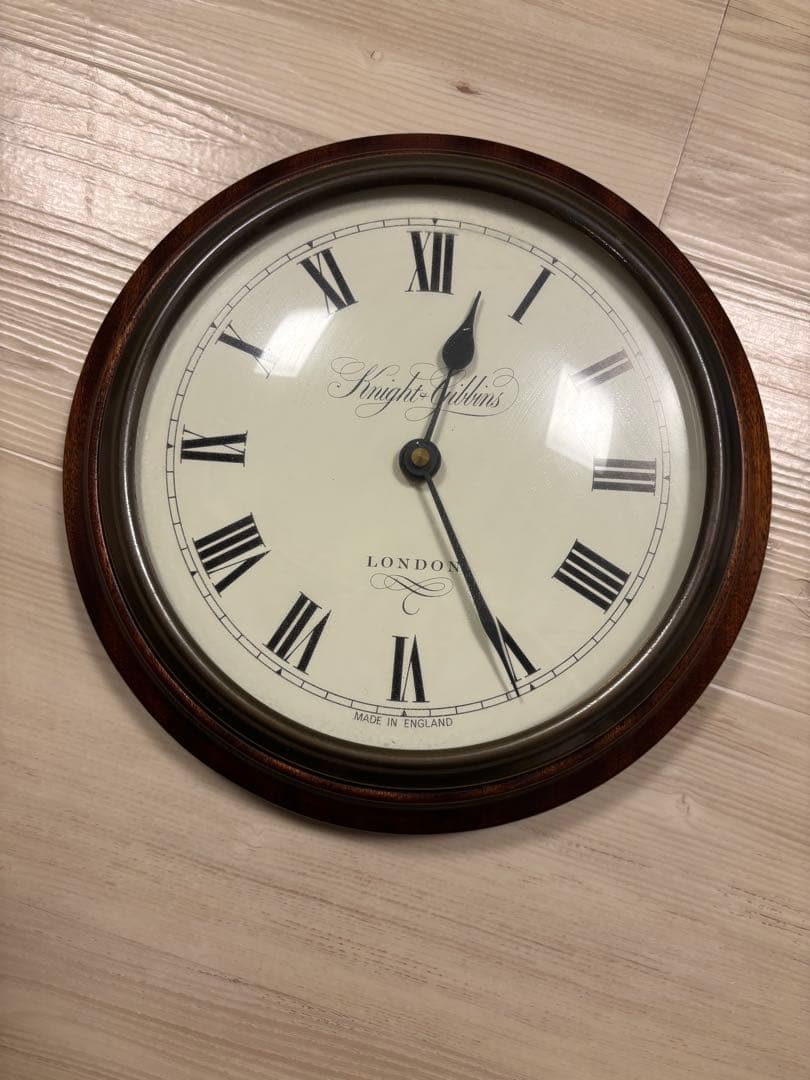 ナイトギビンズ 時計 丸型 木製フレーム 掛時計 壁掛け クオーツ 英国製 ロンドンクロック◇LONDON CLOCK 1234◇木製ケースウォールクロック