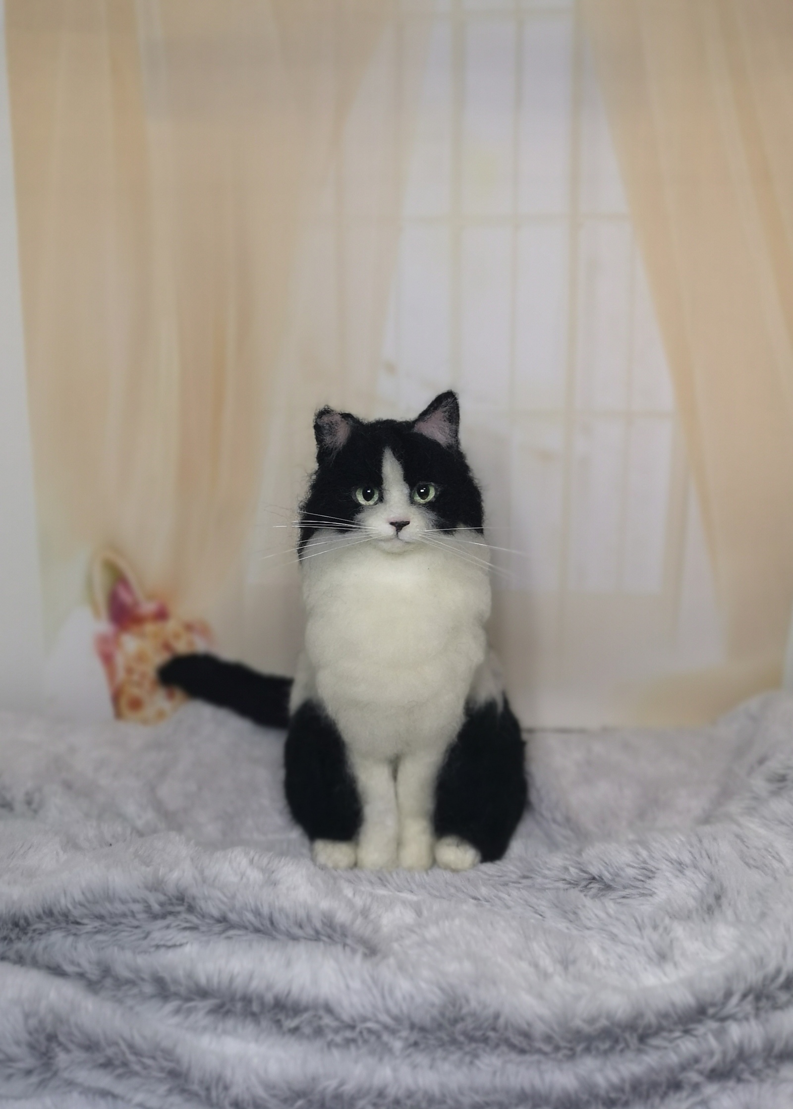 ☆羊毛フェルト白黒猫親子☆ ハンドメイド ねこ ネコ フェルト猫 結婚